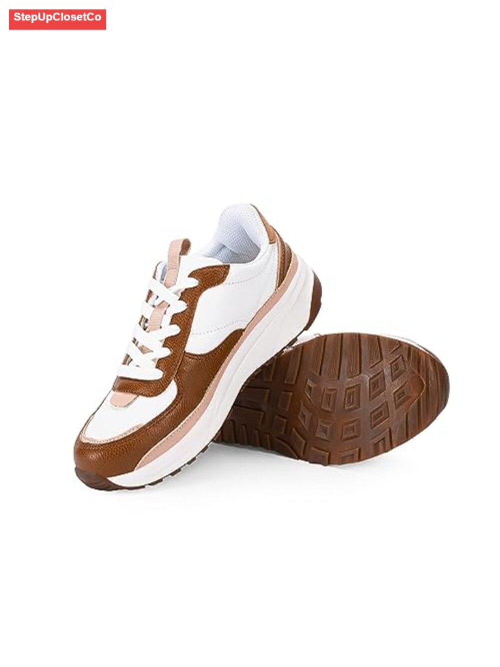 Womens Lace Up Platform Sneakers Faux Leather Suede Comfortable Athletic